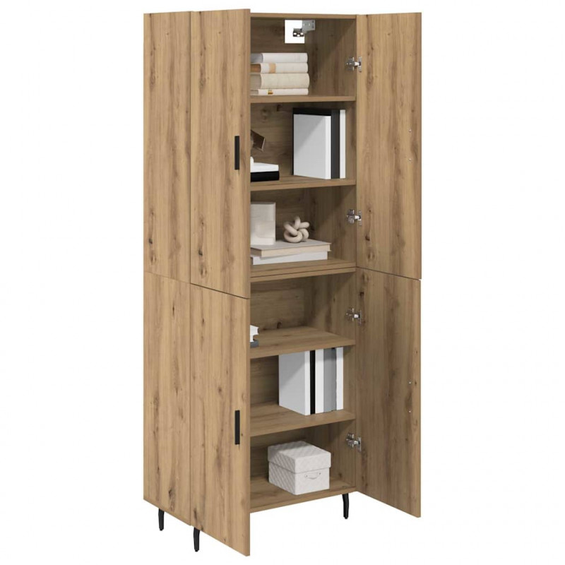 Highboard 2 pcs Dąb rzemieślniczy Drewno inżynieryjne i szkło