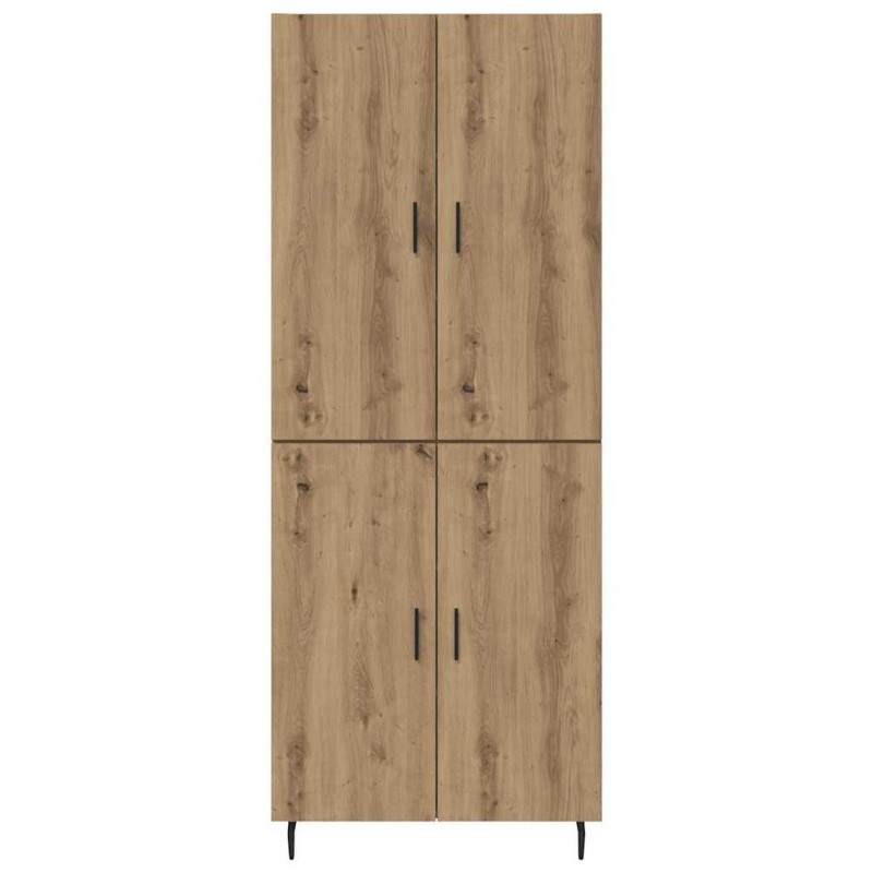 Highboard 2 pcs Dąb rzemieślniczy Drewno inżynieryjne i szkło