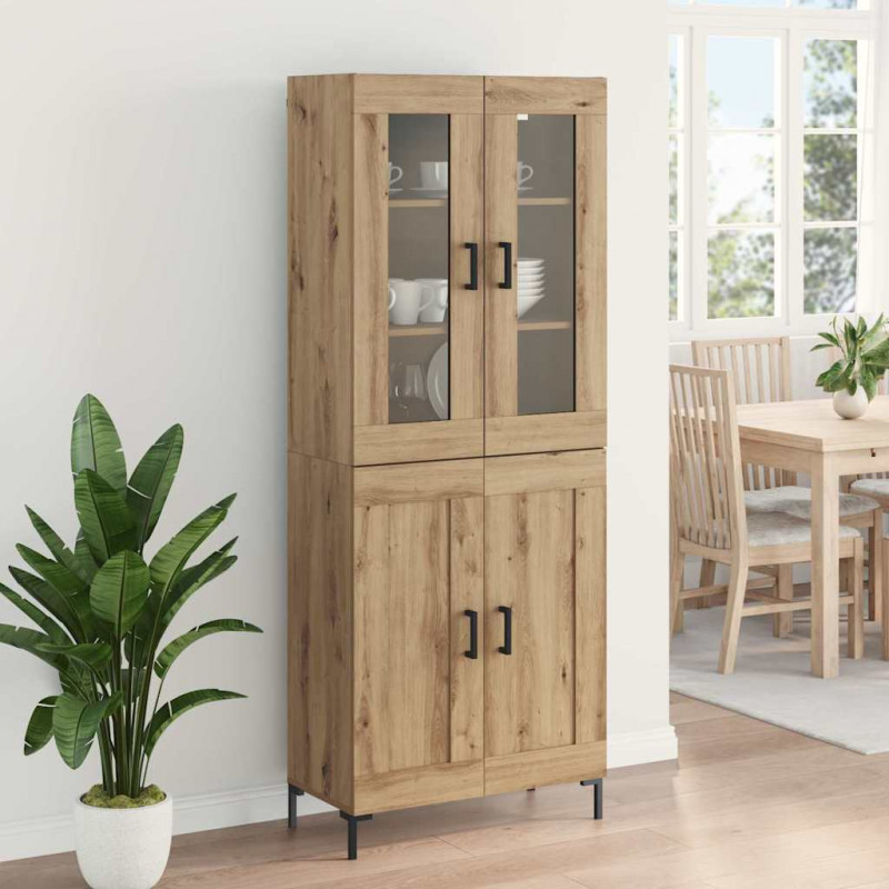 Highboard 2 pcs Dąb rzemieślniczy Materiał drewnopochodny