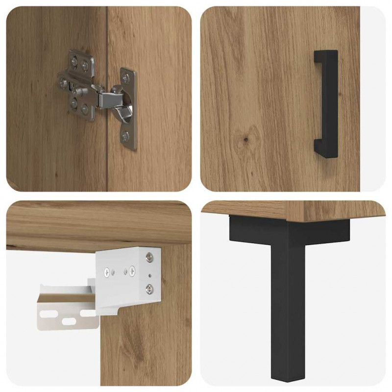 Highboard 2 pcs Dąb rzemieślniczy Materiał drewnopochodny