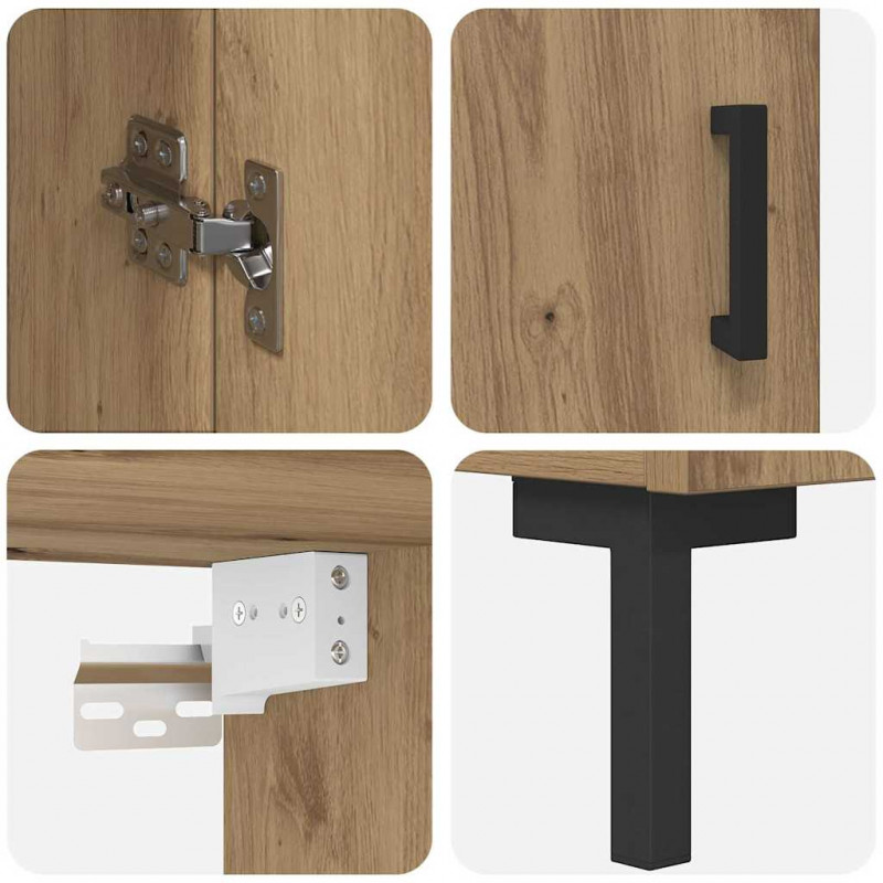 Highboard 2 pcs Dąb rzemieślniczy Materiał drewnopochodny