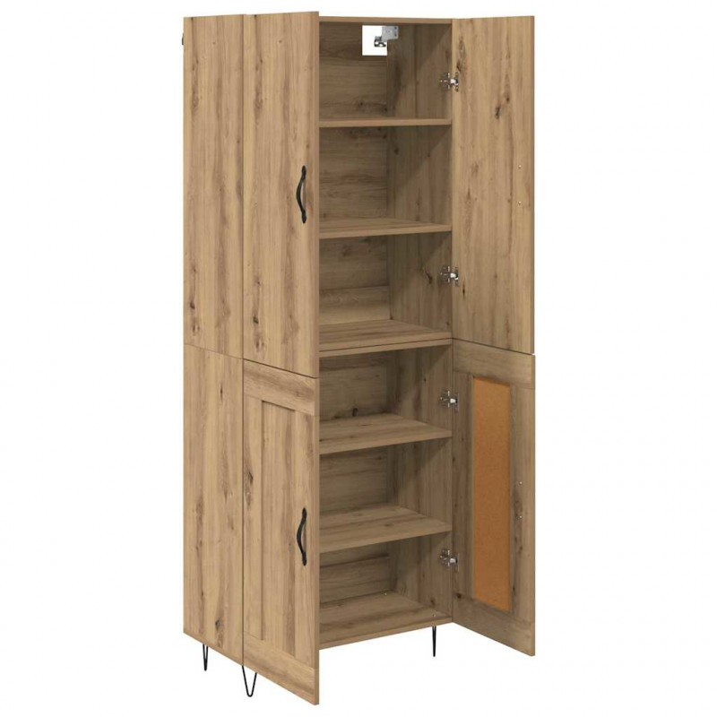 Highboard 2 pcs Dąb rzemieślniczy Drewno inżynieryjne i szkło