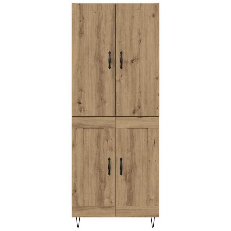 Highboard 2 pcs Dąb rzemieślniczy Drewno inżynieryjne i szkło