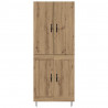 Highboard 2 pcs Dąb rzemieślniczy Drewno inżynieryjne i szkło
