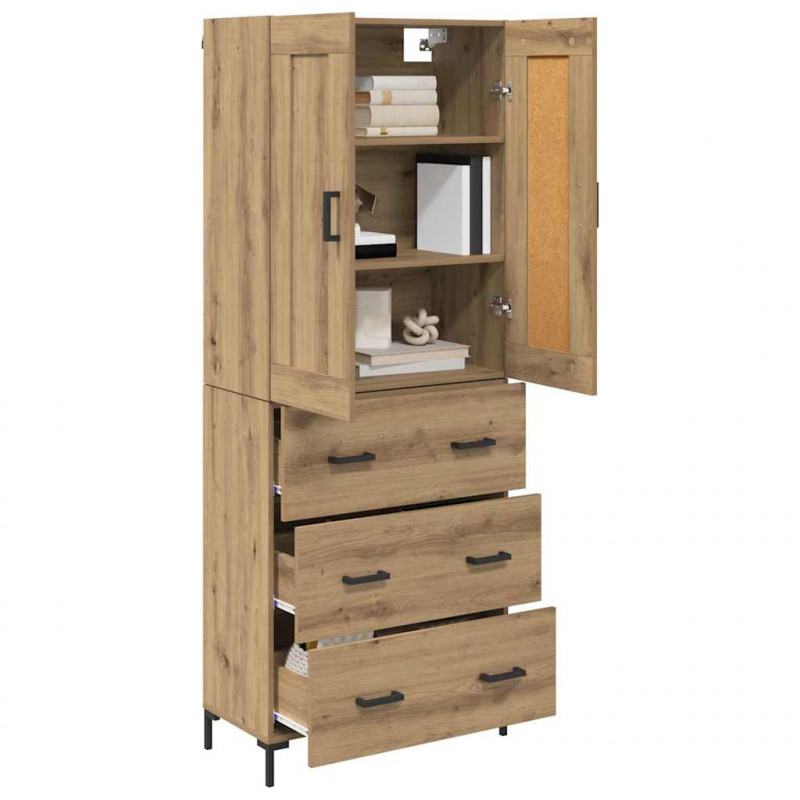 Highboard 2 pcs Dąb rzemieślniczy Materiał drewnopochodny