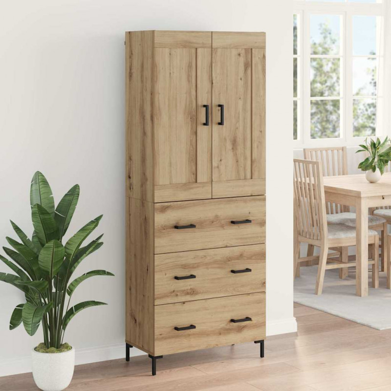 Highboard 2 pcs Dąb rzemieślniczy Materiał drewnopochodny