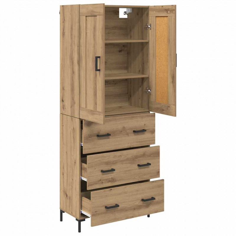 Highboard 2 pcs Dąb rzemieślniczy Materiał drewnopochodny