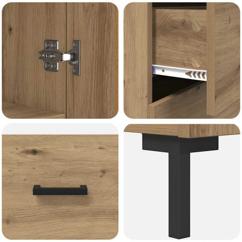 Highboard 2 pcs Dąb rzemieślniczy Materiał drewnopochodny