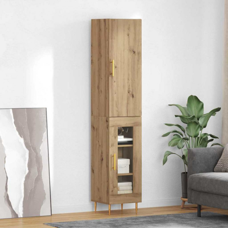 Highboard 2 pcs Dąb rzemieślniczy Materiał drewnopochodny