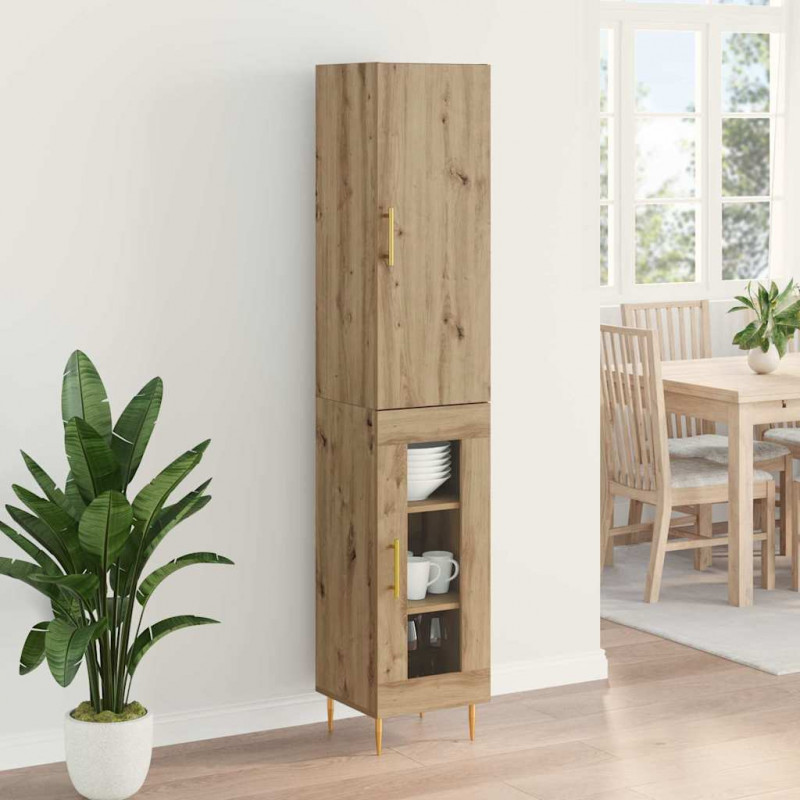Highboard 2 pcs Dąb rzemieślniczy Materiał drewnopochodny