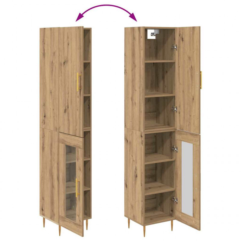 Highboard 2 pcs Dąb rzemieślniczy Materiał drewnopochodny