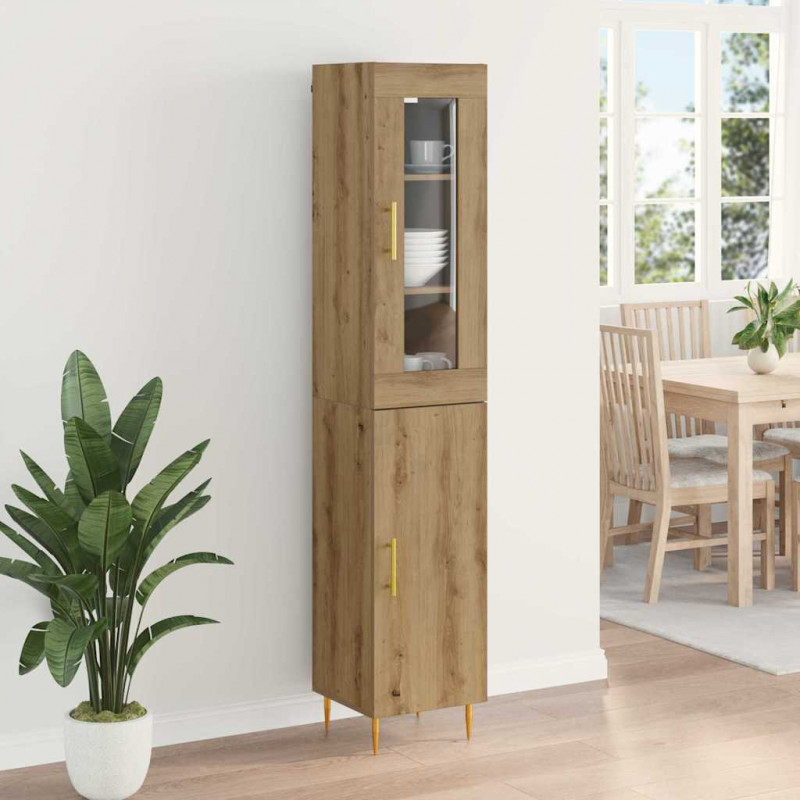 Highboard 2 pcs Dąb rzemieślniczy Materiał drewnopochodny