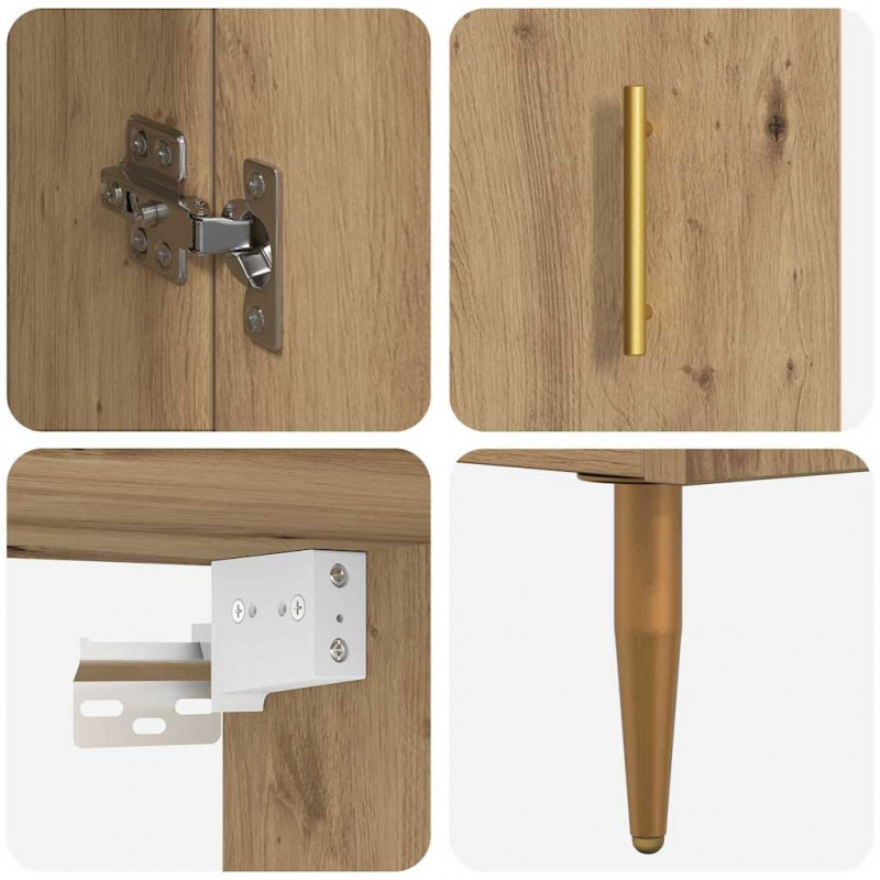 Highboard 2 pcs Dąb rzemieślniczy Materiał drewnopochodny