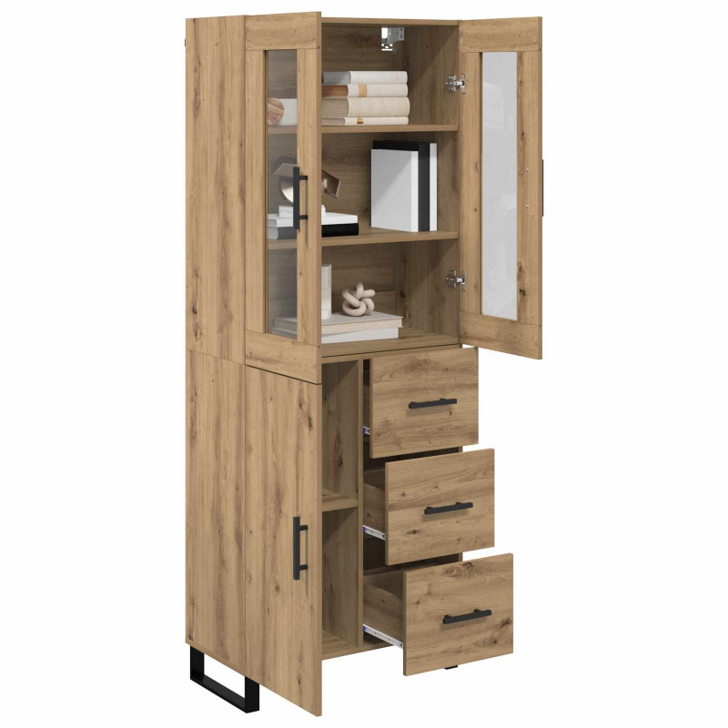 Highboard 2 pcs Dąb rzemieślniczy Materiał drewnopochodny