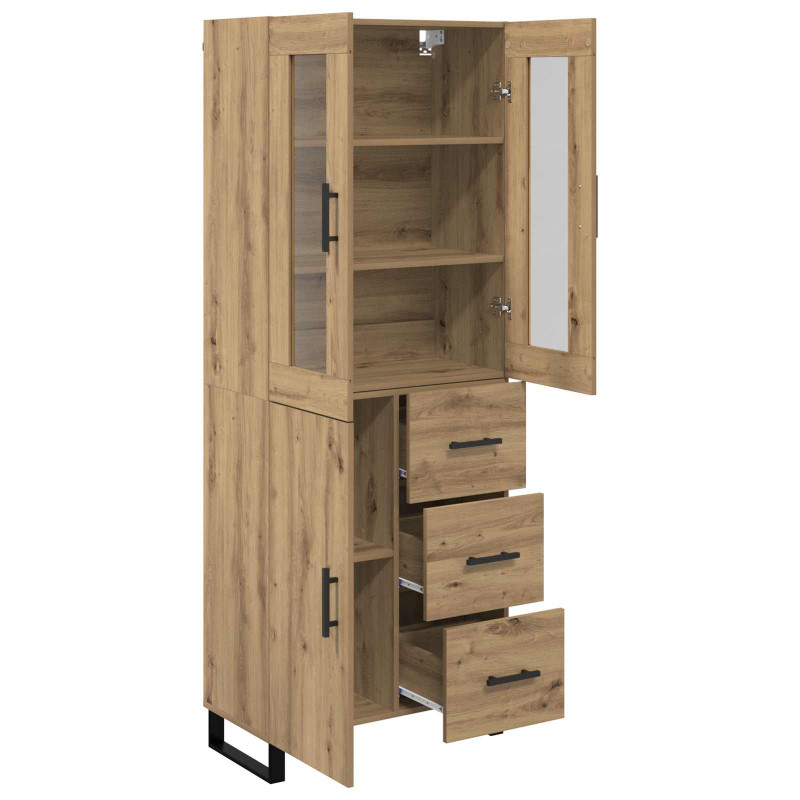 Highboard 2 pcs Dąb rzemieślniczy Materiał drewnopochodny