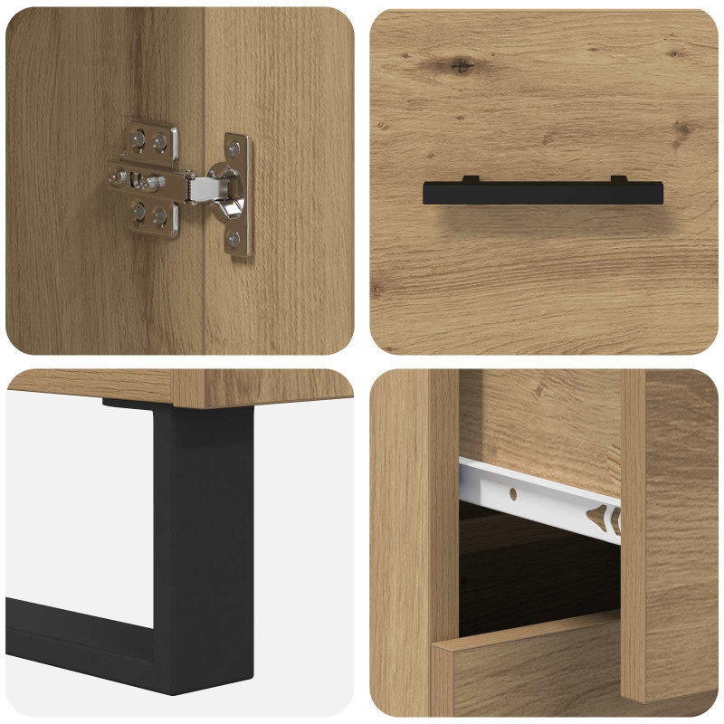 Highboard 2 pcs Dąb rzemieślniczy Materiał drewnopochodny