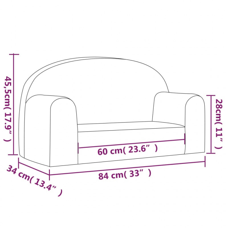 2-os. sofa dla dzieci, jasnoszara, miękki plusz