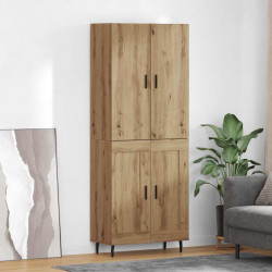 Highboard 2 pcs Dąb rzemieślniczy Drewno inżynieryjne i szkło