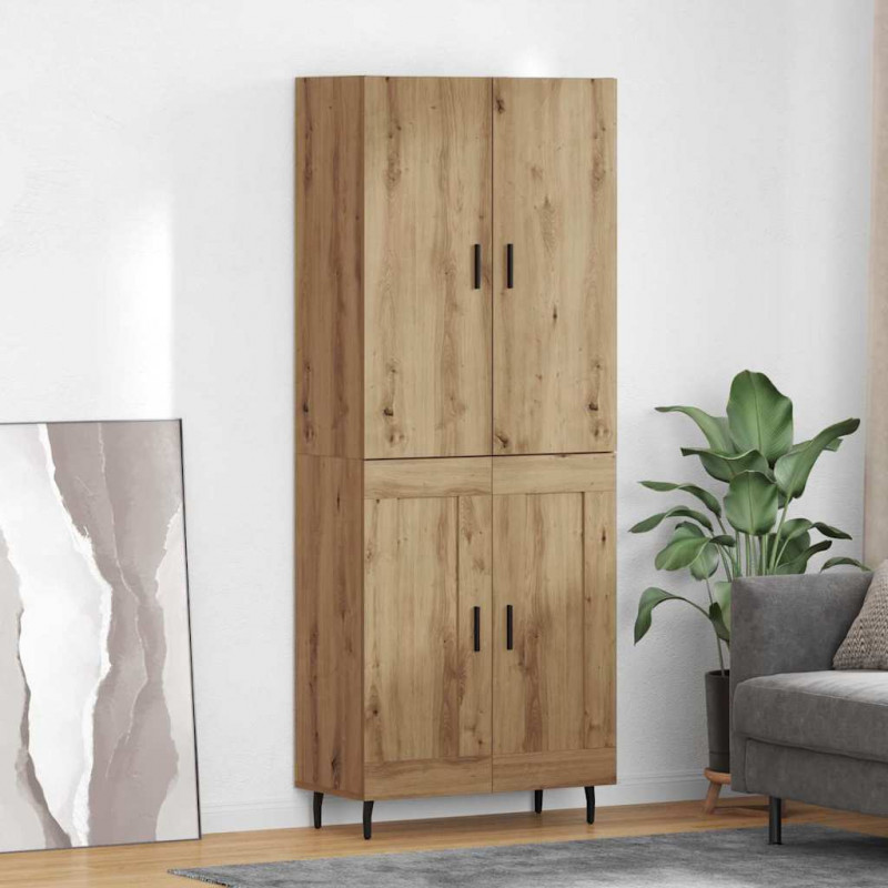 Highboard 2 pcs Dąb rzemieślniczy Drewno inżynieryjne i szkło