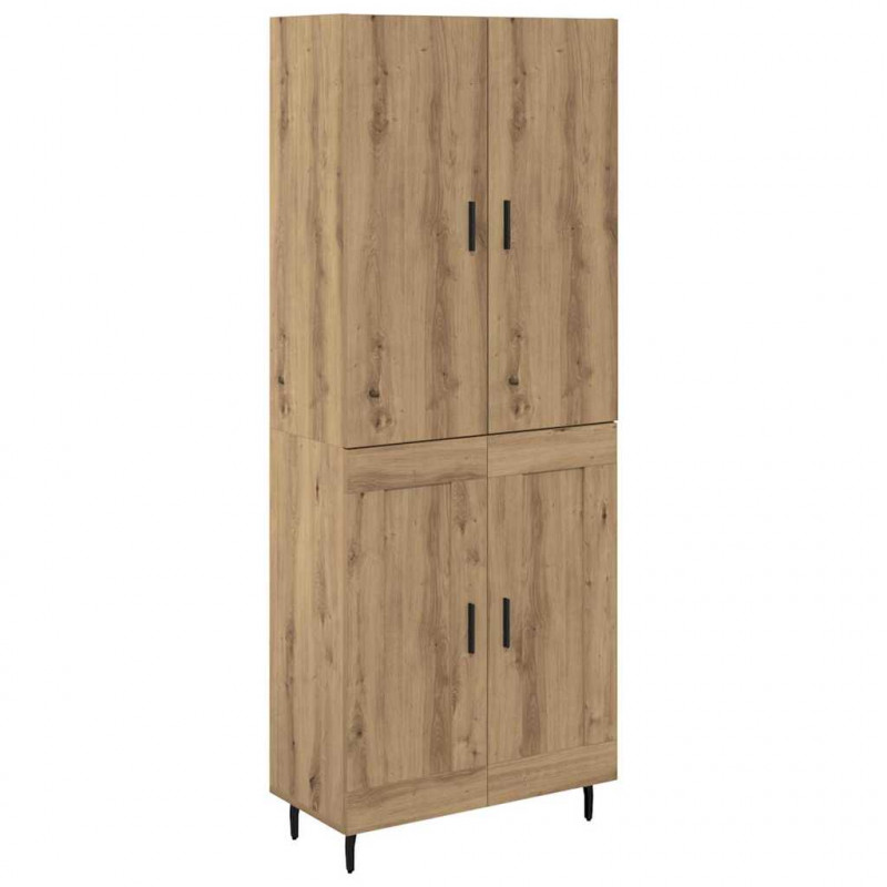 Highboard 2 pcs Dąb rzemieślniczy Drewno inżynieryjne i szkło