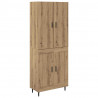 Highboard 2 pcs Dąb rzemieślniczy Drewno inżynieryjne i szkło