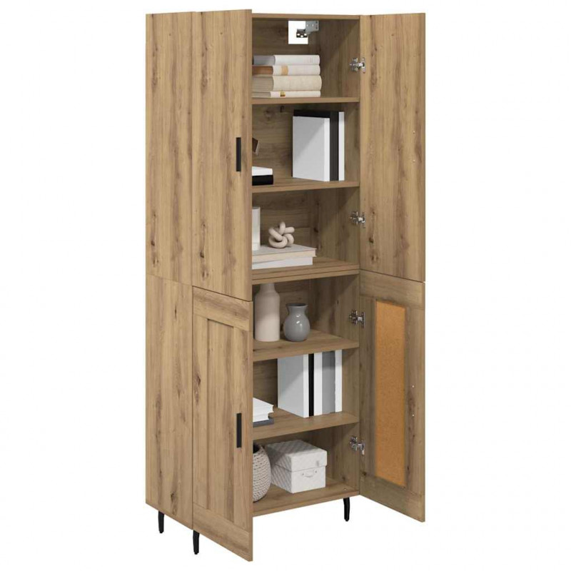 Highboard 2 pcs Dąb rzemieślniczy Drewno inżynieryjne i szkło