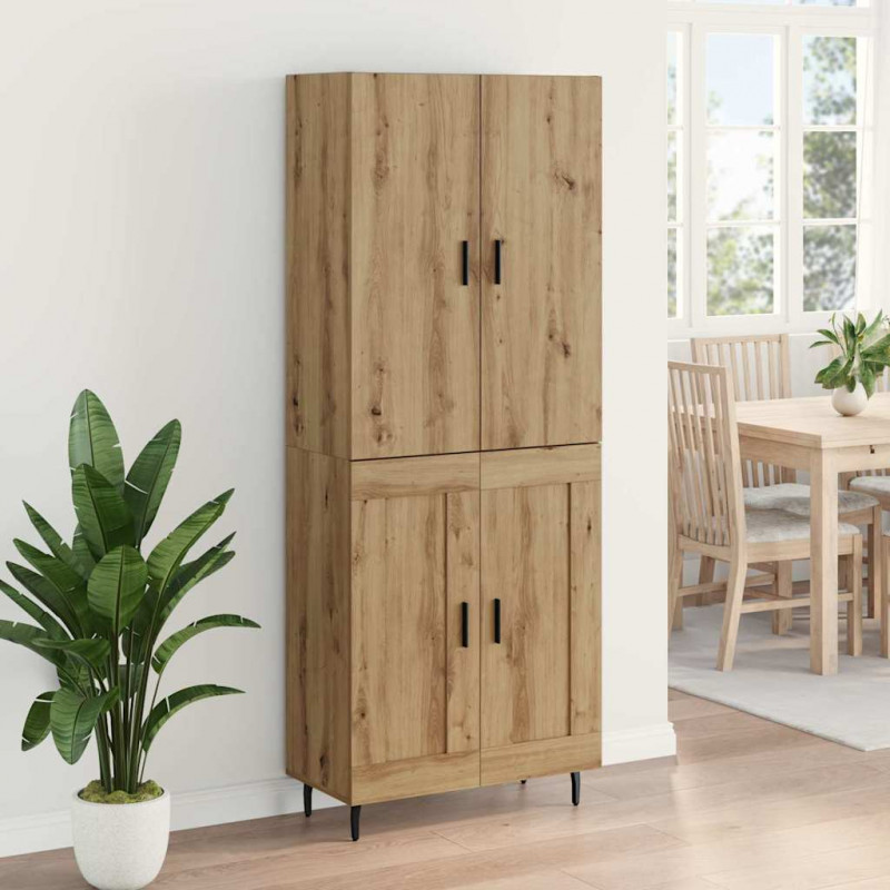Highboard 2 pcs Dąb rzemieślniczy Drewno inżynieryjne i szkło