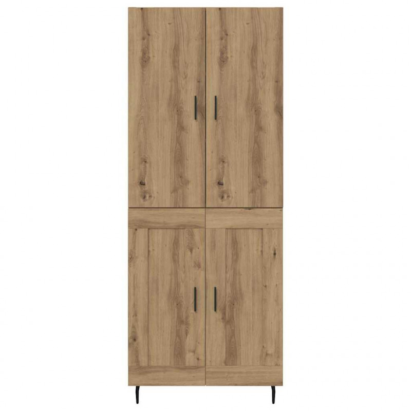 Highboard 2 pcs Dąb rzemieślniczy Drewno inżynieryjne i szkło
