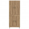 Highboard 2 pcs Dąb rzemieślniczy Drewno inżynieryjne i szkło
