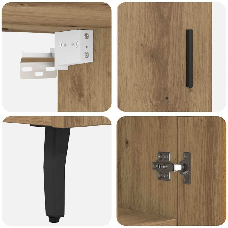 Highboard 2 pcs Dąb rzemieślniczy Drewno inżynieryjne i szkło