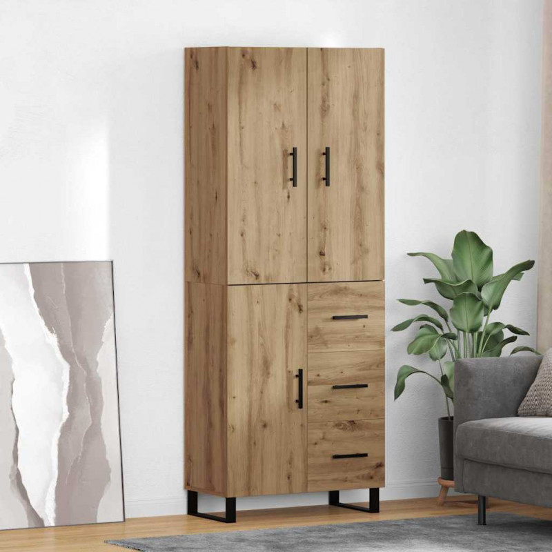 Highboard z szufladą 2 pcs Dąb rzemieślniczy 69,5 x 34 x 180 cm