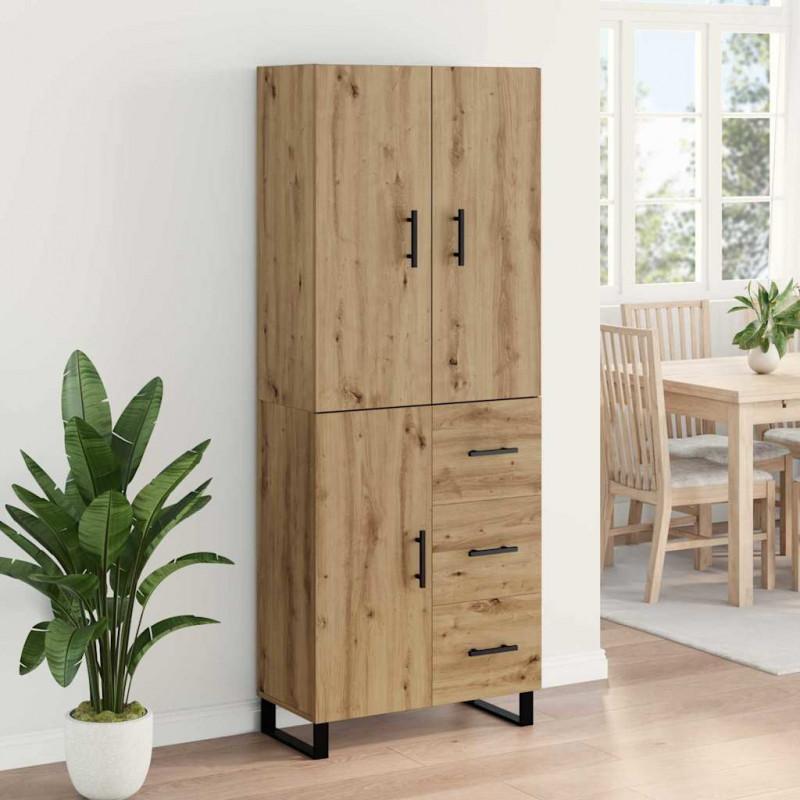 Highboard z szufladą 2 pcs Dąb rzemieślniczy 69,5 x 34 x 180 cm