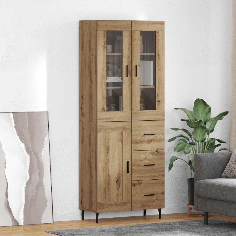 Highboard 2 pcs Dąb rzemieślniczy Materiał drewnopochodny
