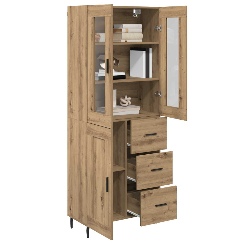 Highboard 2 pcs Dąb rzemieślniczy Materiał drewnopochodny