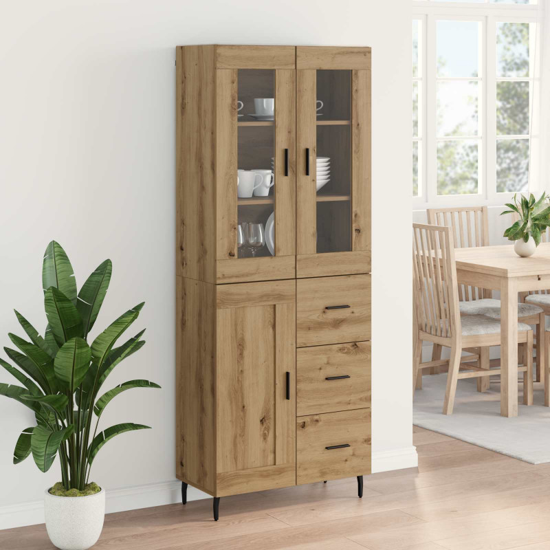 Highboard 2 pcs Dąb rzemieślniczy Materiał drewnopochodny