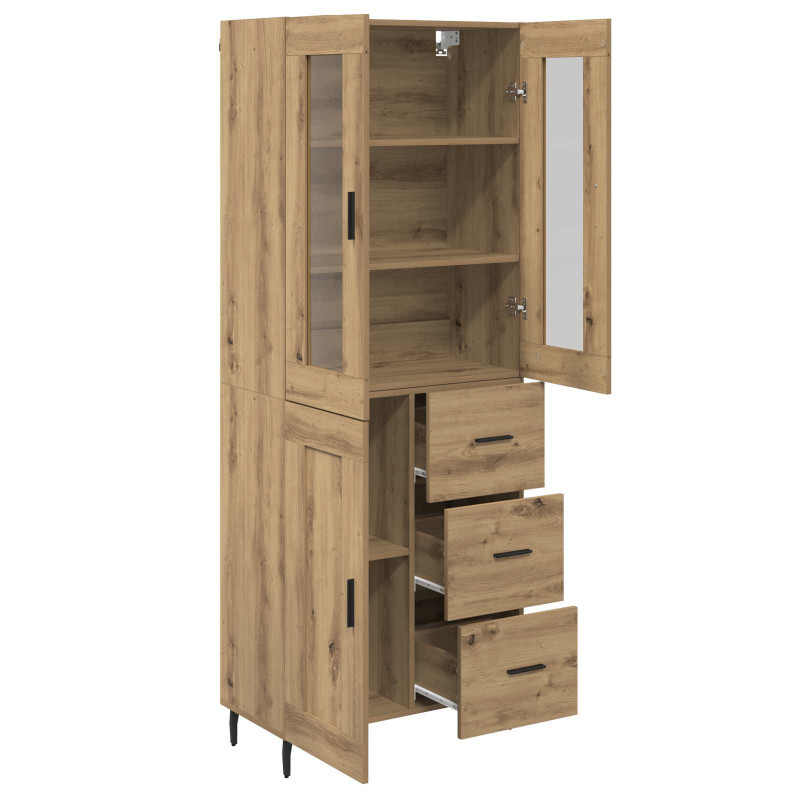 Highboard 2 pcs Dąb rzemieślniczy Materiał drewnopochodny
