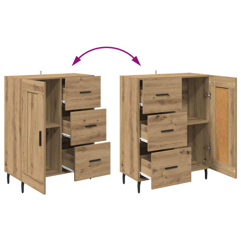 Highboard 2 pcs Dąb rzemieślniczy Materiał drewnopochodny