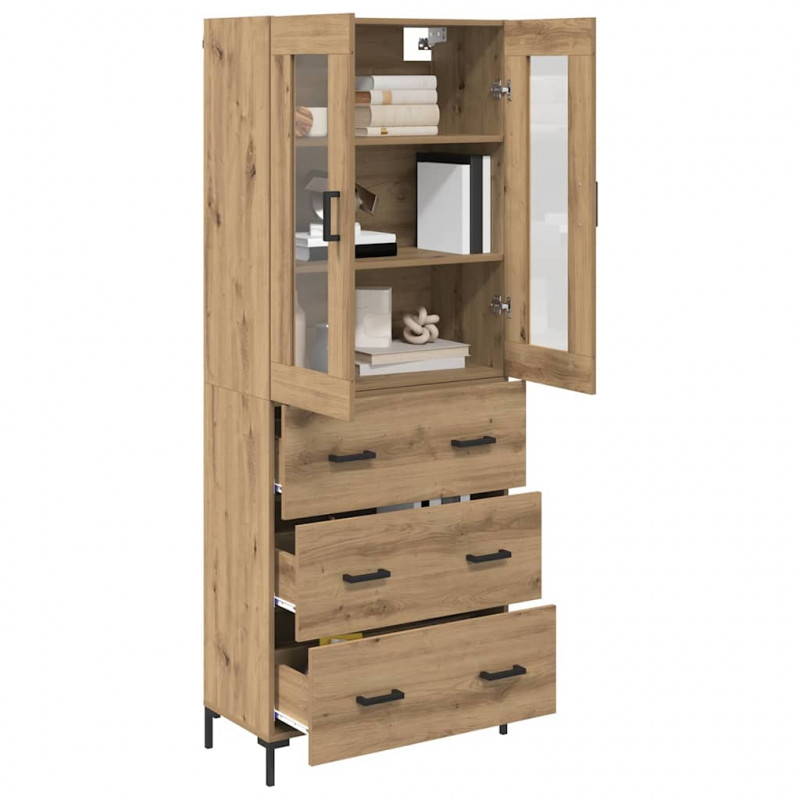 Highboard 2 pcs Dąb rzemieślniczy Materiał drewnopochodny
