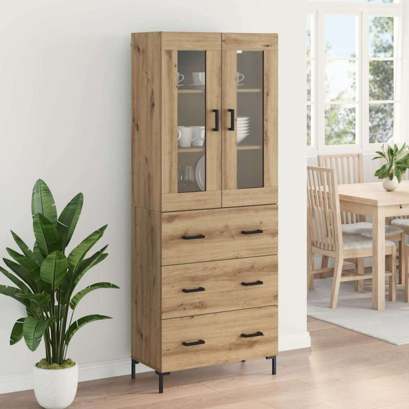 Highboard 2 pcs Dąb rzemieślniczy Materiał drewnopochodny