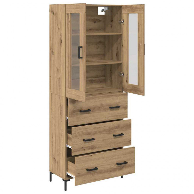 Highboard 2 pcs Dąb rzemieślniczy Materiał drewnopochodny