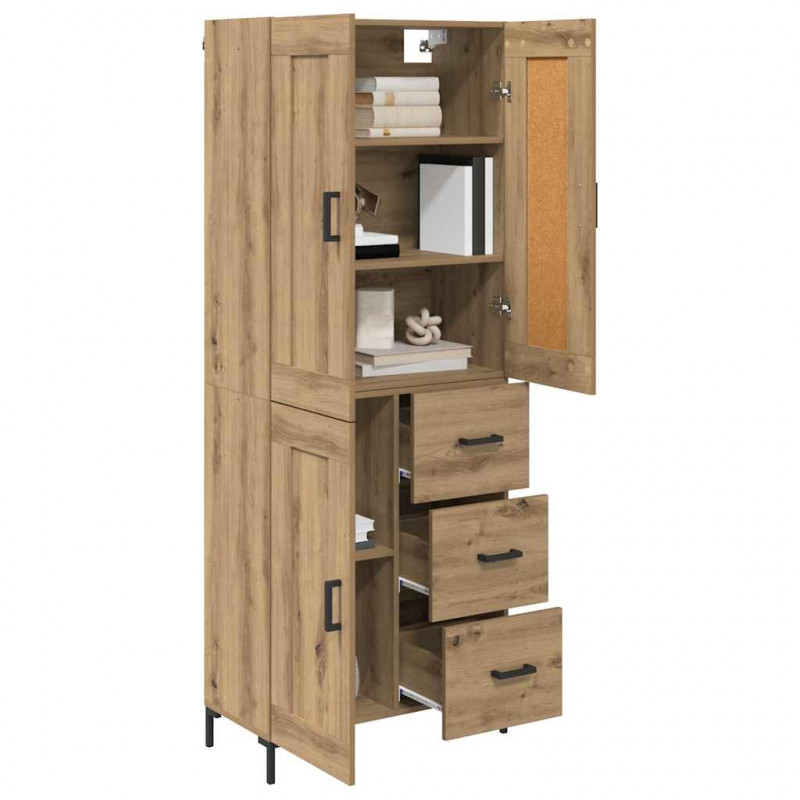 Highboard 2 pcs Dąb rzemieślniczy Materiał drewnopochodny