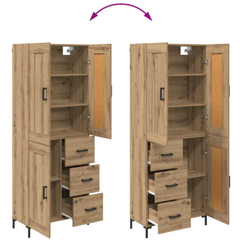 Highboard 2 pcs Dąb rzemieślniczy Materiał drewnopochodny