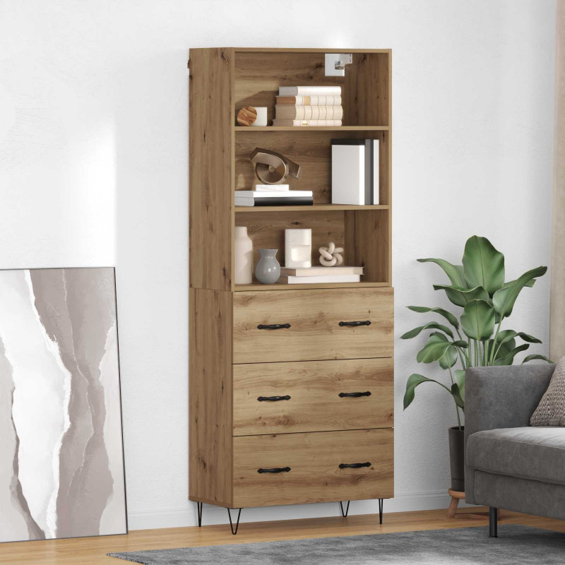 Highboard 2 pcs Dąb rzemieślniczy Materiał drewnopochodny