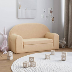 2-os. sofa dla dzieci, rozkładana, kremowa, miękki plusz