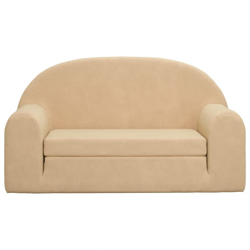 2-os. sofa dla dzieci, rozkładana, kremowa, miękki plusz
