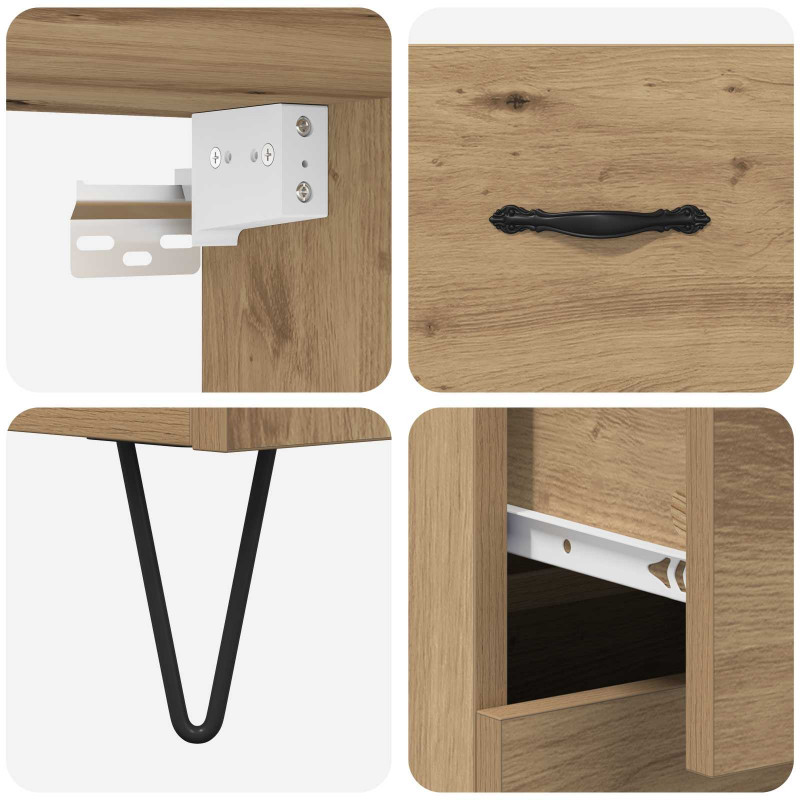 Highboard 2 pcs Dąb rzemieślniczy Materiał drewnopochodny