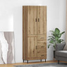Highboard 2 pcs Dąb rzemieślniczy Drewno inżynieryjne i szkło