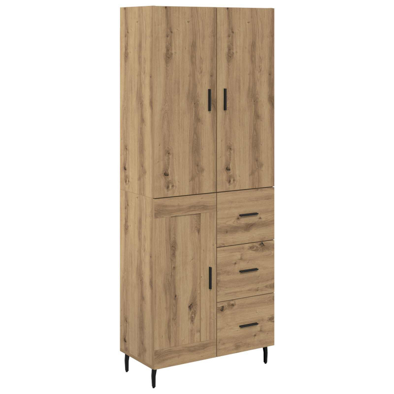 Highboard 2 pcs Dąb rzemieślniczy Drewno inżynieryjne i szkło