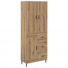 Highboard 2 pcs Dąb rzemieślniczy Drewno inżynieryjne i szkło