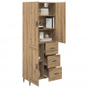 Highboard 2 pcs Dąb rzemieślniczy Drewno inżynieryjne i szkło